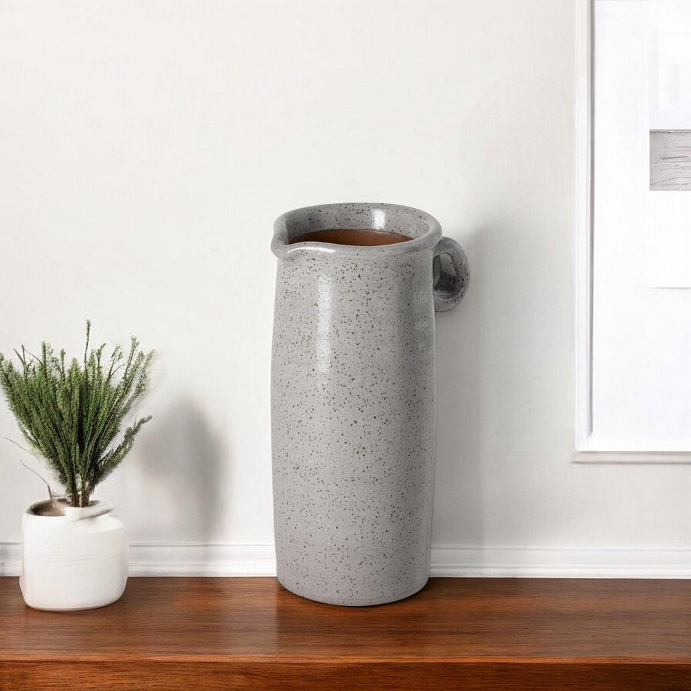 9" Gray Cylinder Ceramic Urns Jars HomeRoots