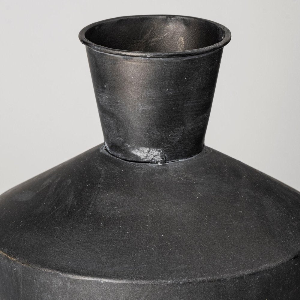 Set of Two Black and Brown Metal Cylindrical Urns HomeRoots