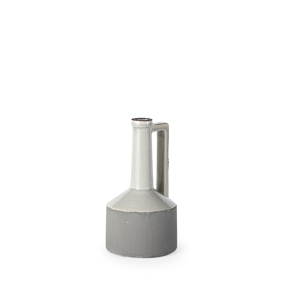 9" Gray And White Ceramic Cylinder Table Vase HomeRoots