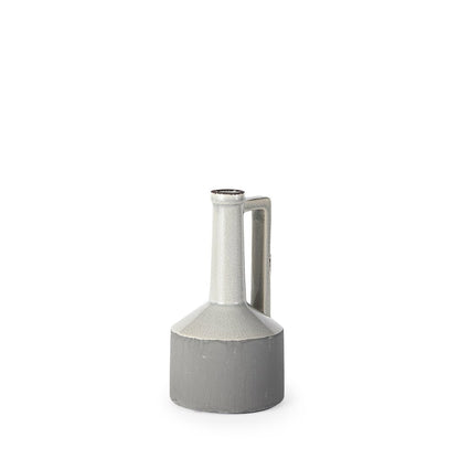 9" Gray And White Ceramic Cylinder Table Vase HomeRoots