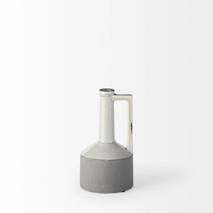 9" Gray And White Ceramic Cylinder Table Vase HomeRoots