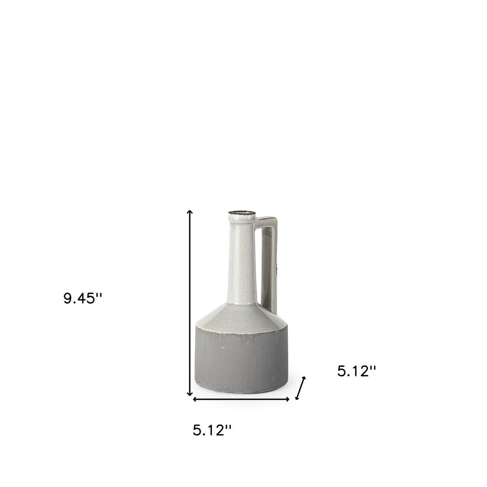9" Gray And White Ceramic Cylinder Table Vase HomeRoots