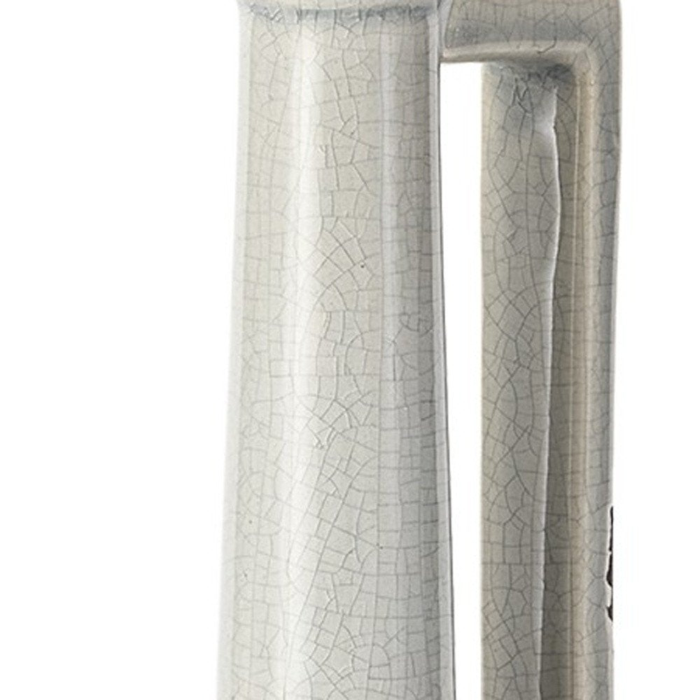 13" Gray And White Cylinder Ceramic Urns Jars HomeRoots