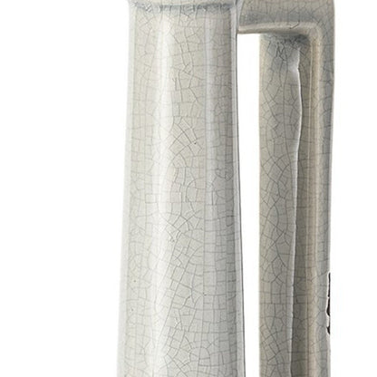13" Gray And White Cylinder Ceramic Urns Jars HomeRoots