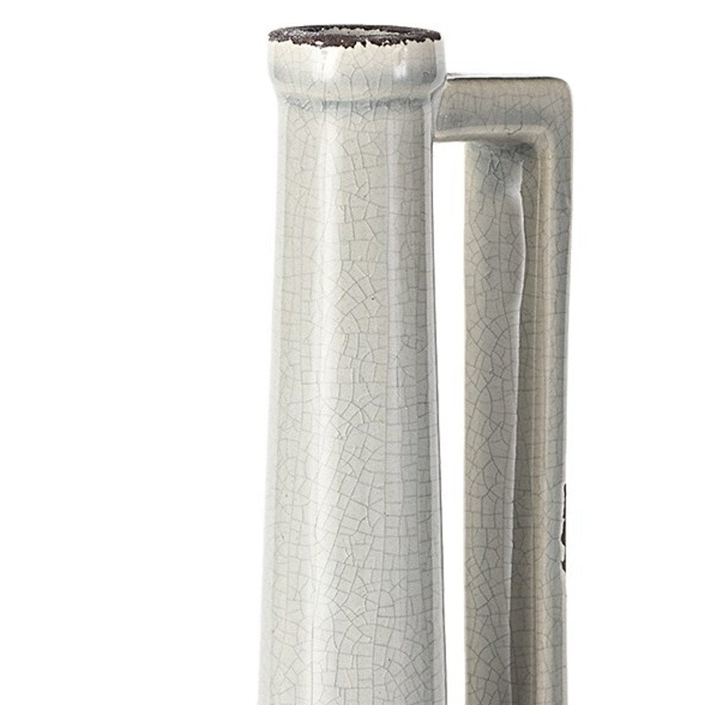 13" Gray And White Cylinder Ceramic Urns Jars HomeRoots