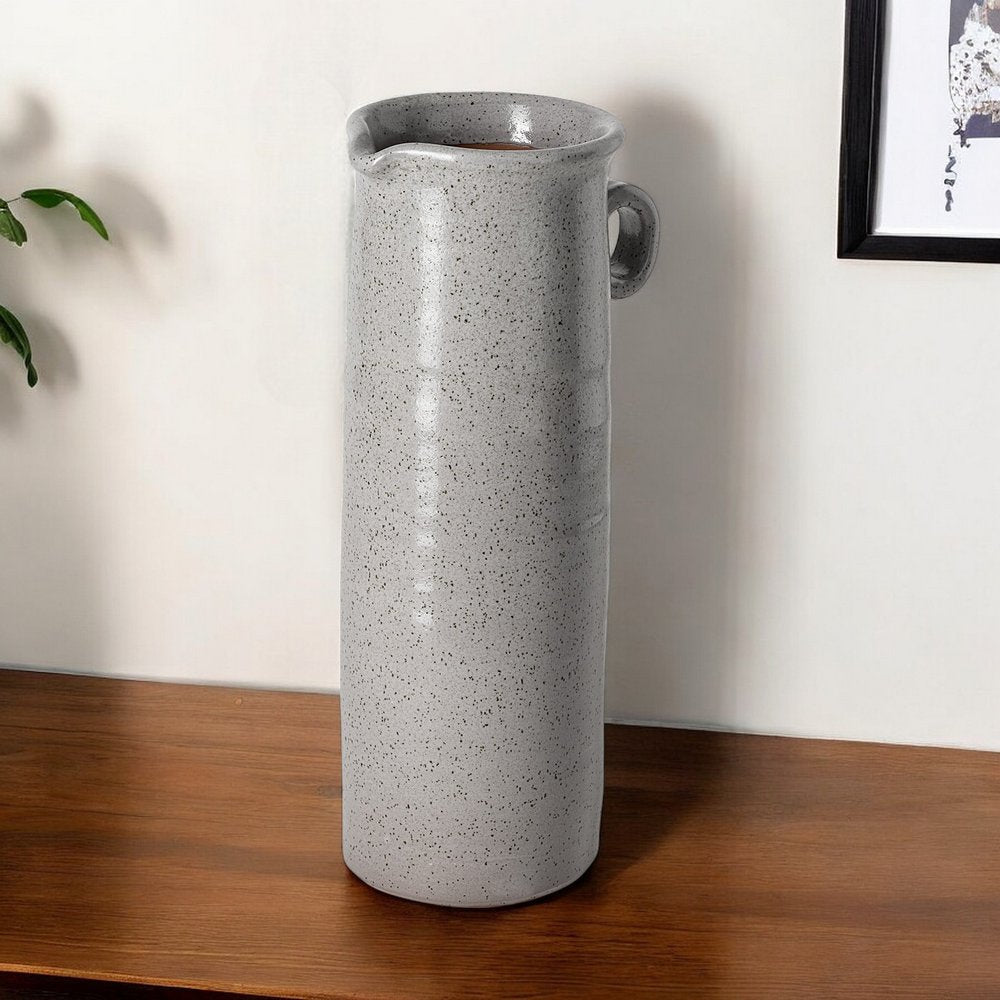 12" Gray Cylinder Ceramic Urns Jars HomeRoots