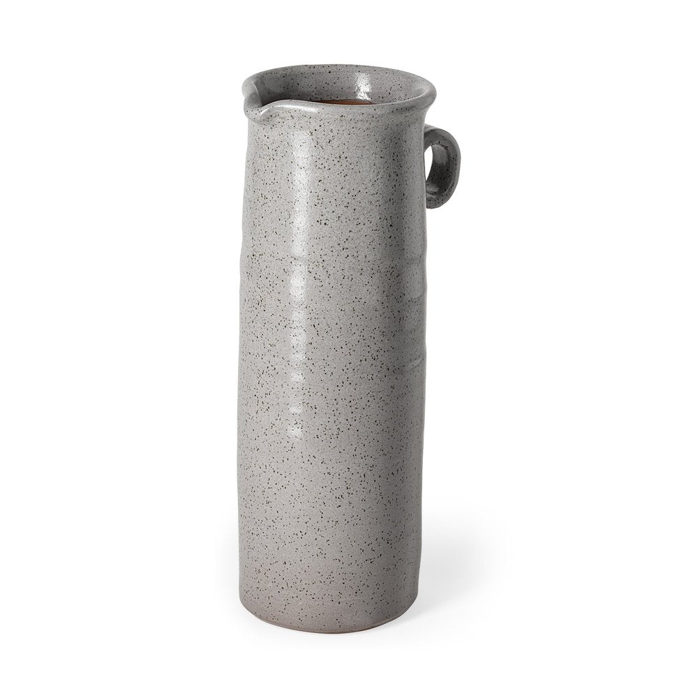 12" Gray Cylinder Ceramic Urns Jars — view 1