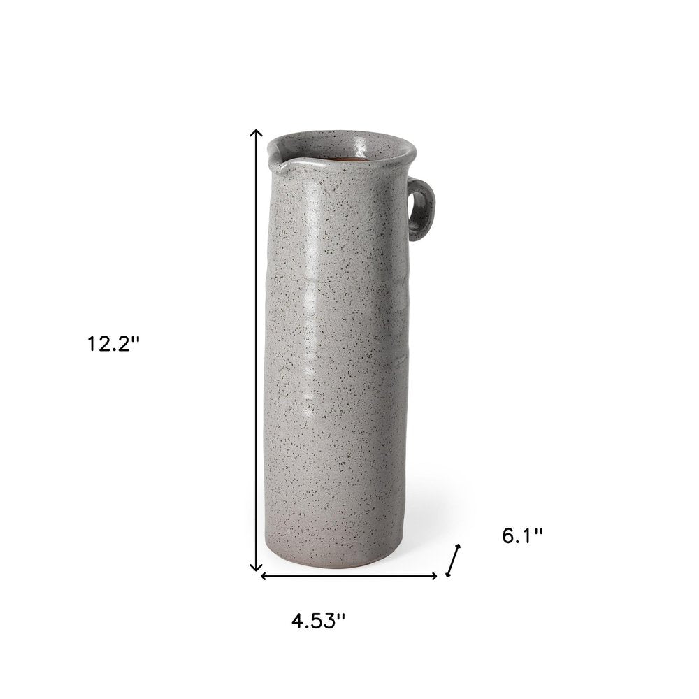 12" Gray Cylinder Ceramic Urns Jars HomeRoots