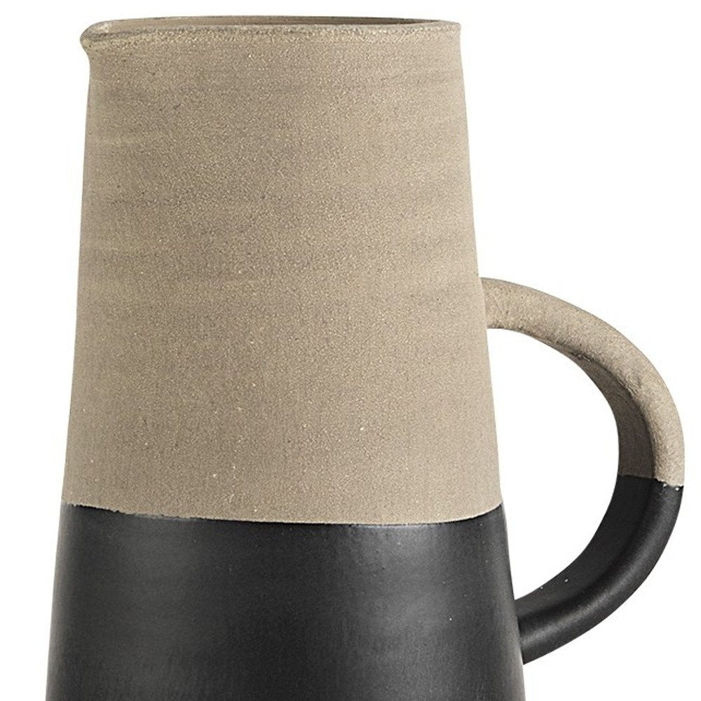 14" Black and Natural Ceramic Decorative Jug HomeRoots