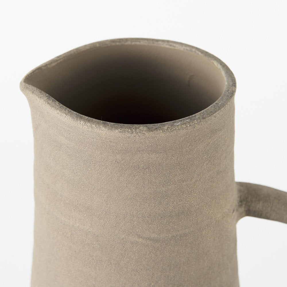 14" Black and Natural Ceramic Decorative Jug — view 5