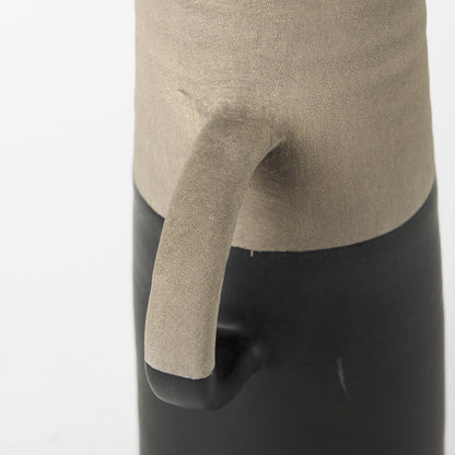 14" Black and Natural Ceramic Decorative Jug HomeRoots