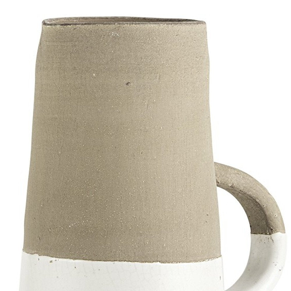 14" White and Natural Ceramic Decorative Jug — view 9