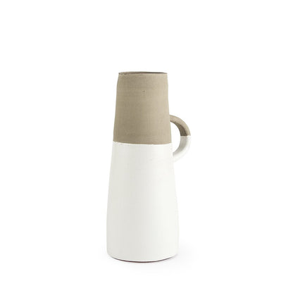 14" White and Natural Ceramic Decorative Jug HomeRoots