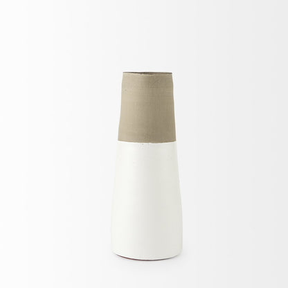 14" White and Natural Ceramic Decorative Jug HomeRoots