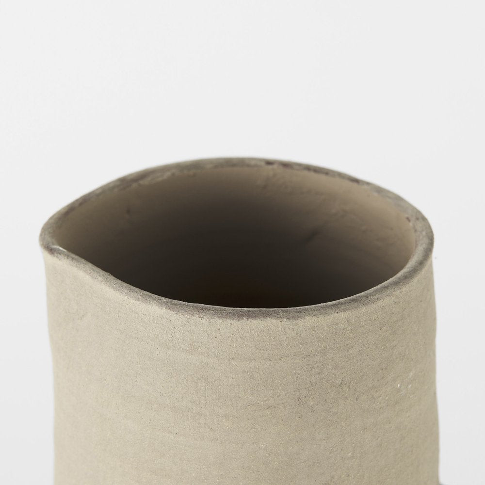 14" White and Natural Ceramic Decorative Jug — view 5