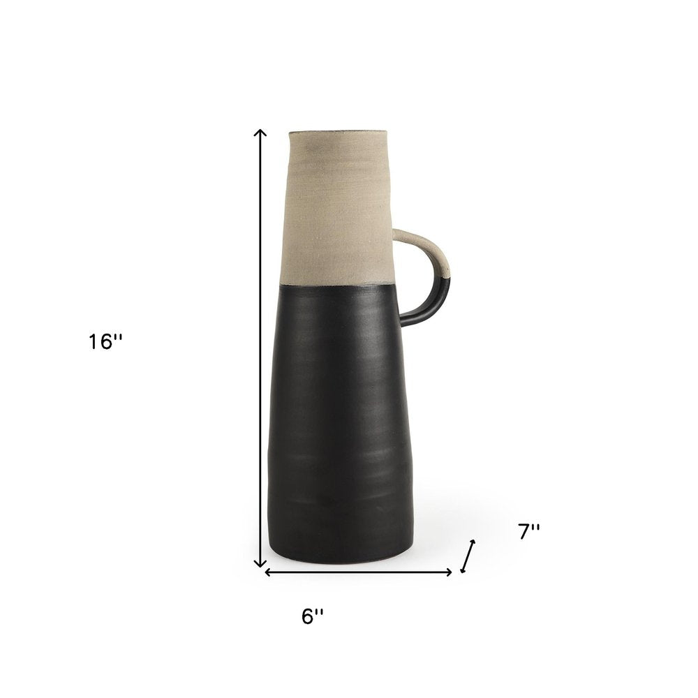 16" Black Ceramic Decorative Jug HomeRoots