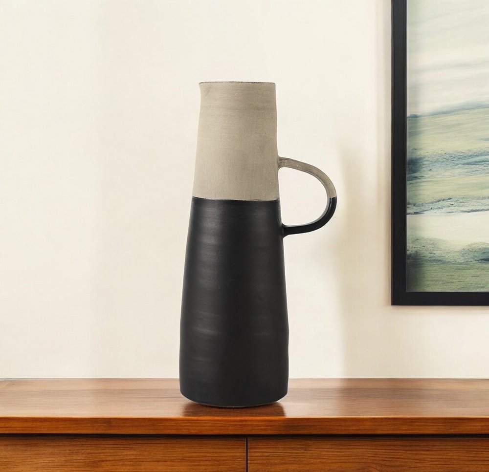 16" Black Ceramic Decorative Jug HomeRoots
