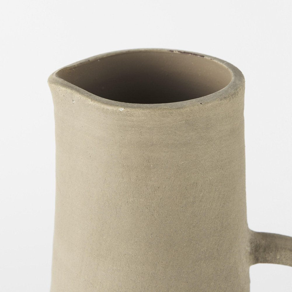 17" White and Natural Ceramic Decorative Jug Tabletop Sculpture — view 5