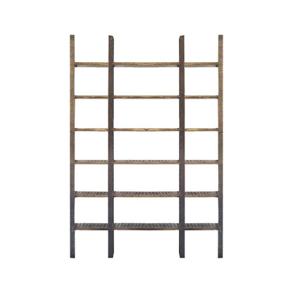 Brown Iron and Solid Wood Six Tier Bookcase HomeRoots
