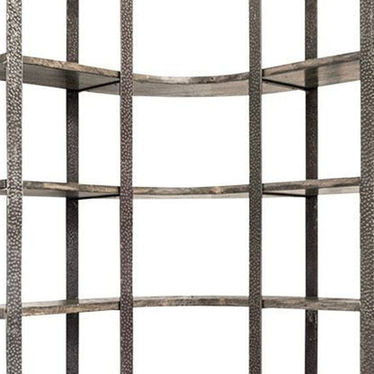 Brown Iron and Solid Wood Six Tier Bookcase HomeRoots