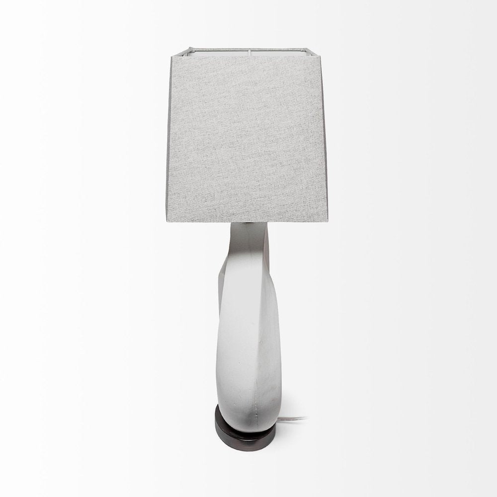 27" White Geometric Table Lamp With Gray Shade HomeRoots