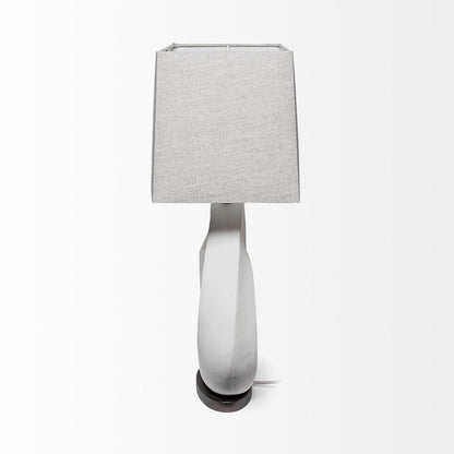 27" White Geometric Table Lamp With Gray Shade HomeRoots