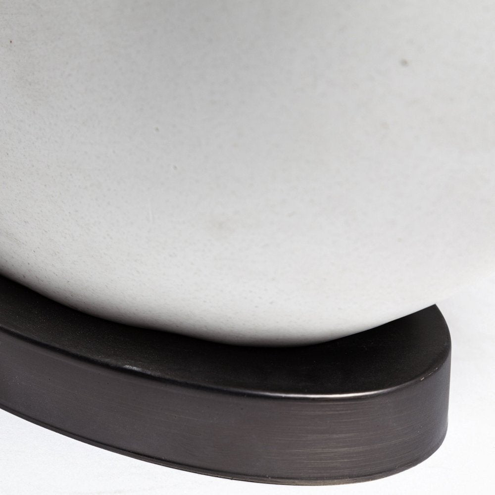 27" White Geometric Table Lamp With Gray Shade — view 5