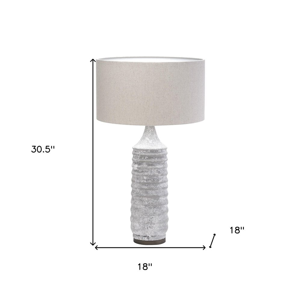 31" Gray Lamp Base LED With Beige Shade HomeRoots