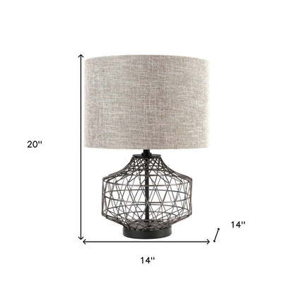 20" Black Lamp Base LED With Brown Shade HomeRoots