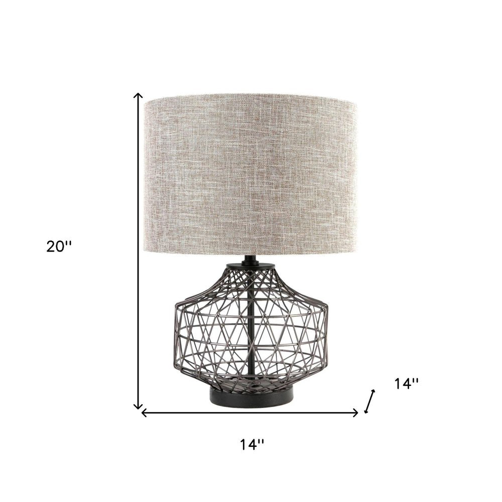 20" Black Lamp Base LED With Brown Shade HomeRoots