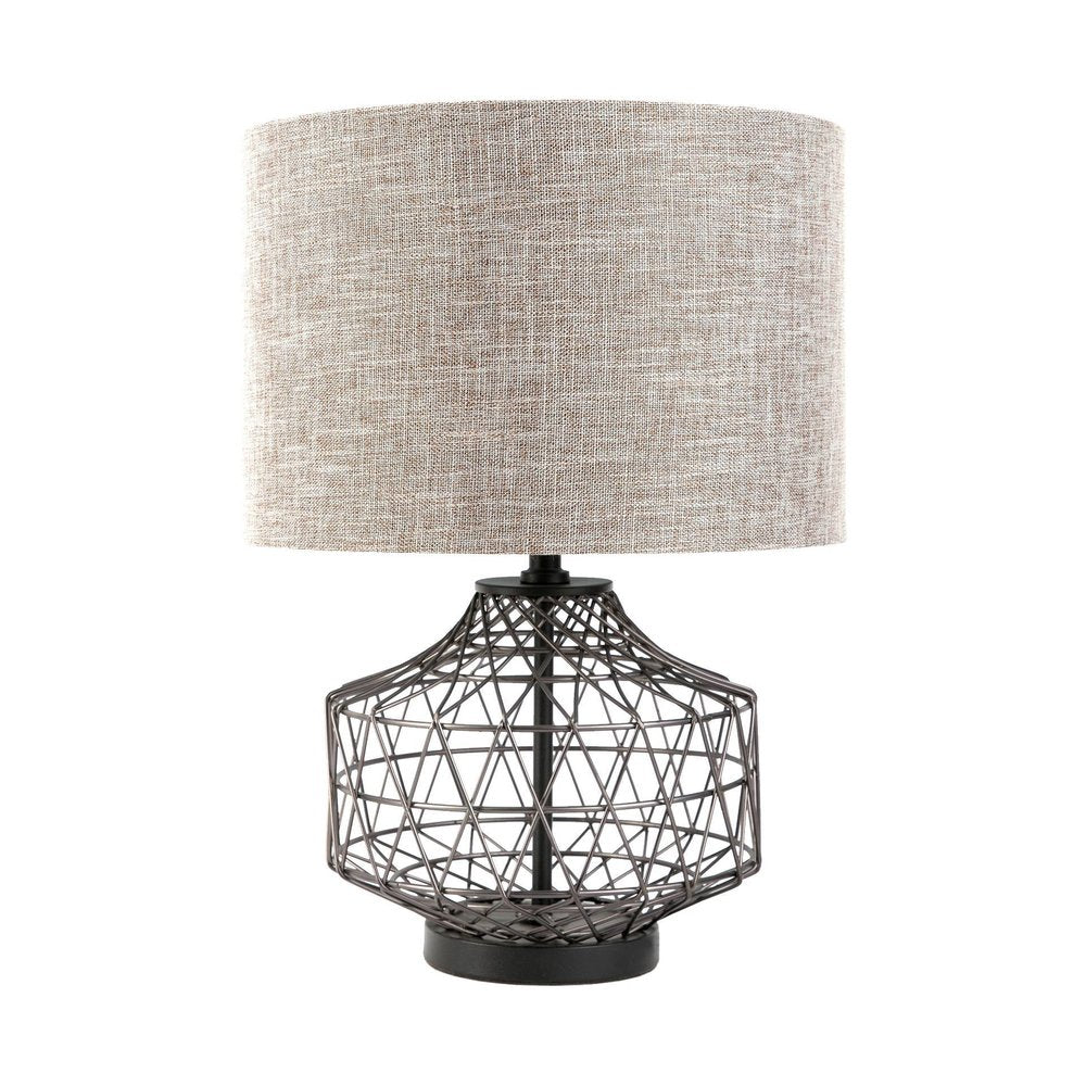 20" Black Lamp Base LED With Brown Shade HomeRoots
