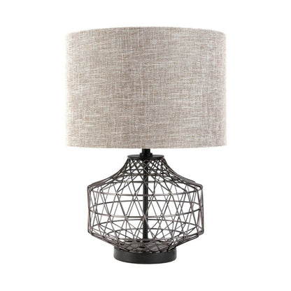 20" Black Lamp Base LED With Brown Shade HomeRoots