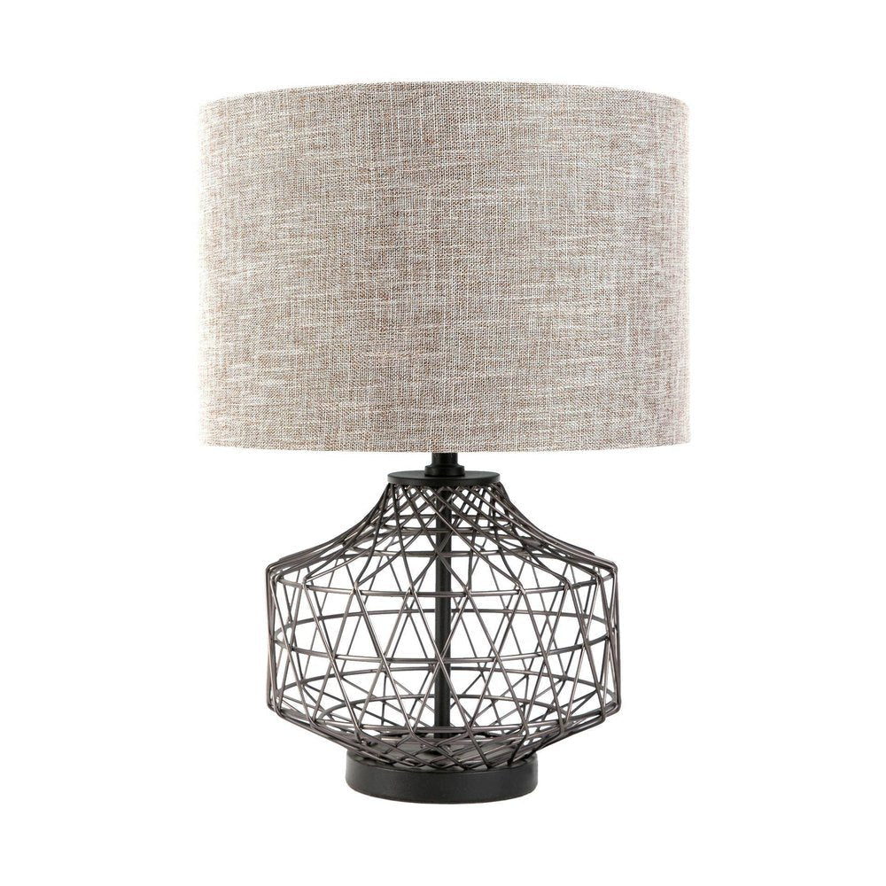 20" Black Lamp Base LED With Brown Shade HomeRoots