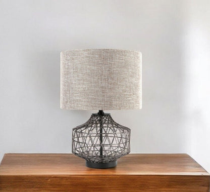 20" Black Lamp Base LED With Brown Shade HomeRoots