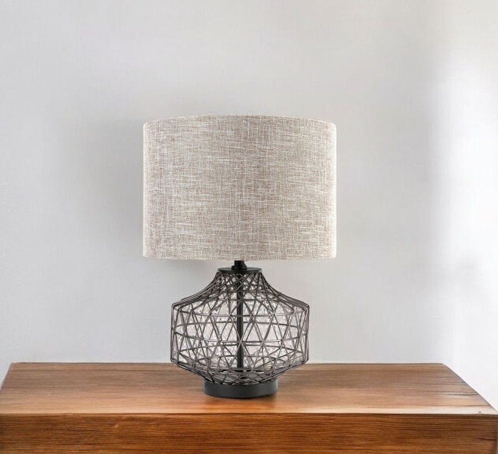 20" Black Lamp Base LED With Brown Shade HomeRoots