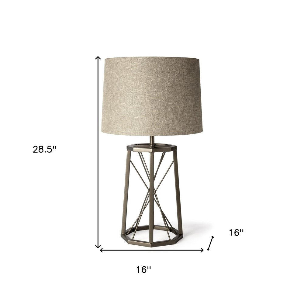 29" Bronze Lamp Base LED With Beige Shade — view 2