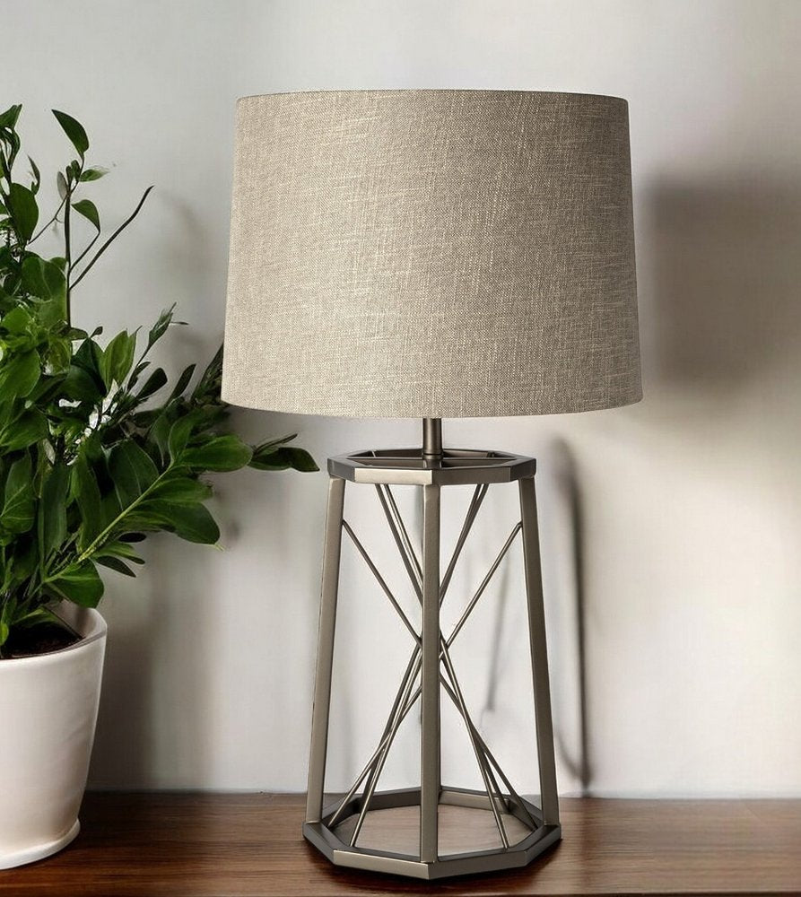 29" Bronze Lamp Base LED With Beige Shade HomeRoots