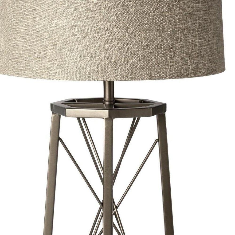 29" Bronze Lamp Base LED With Beige Shade — view 5