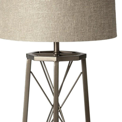 29" Bronze Lamp Base LED With Beige Shade HomeRoots