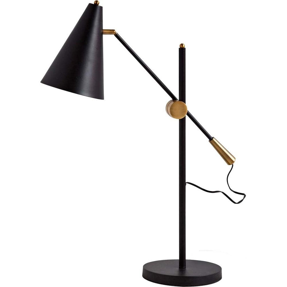 26" Black Metal Swing Arm With Black Cone Shade HomeRoots