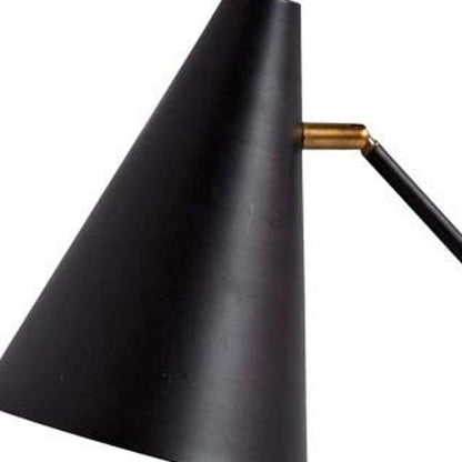 26" Black Metal Swing Arm With Black Cone Shade HomeRoots