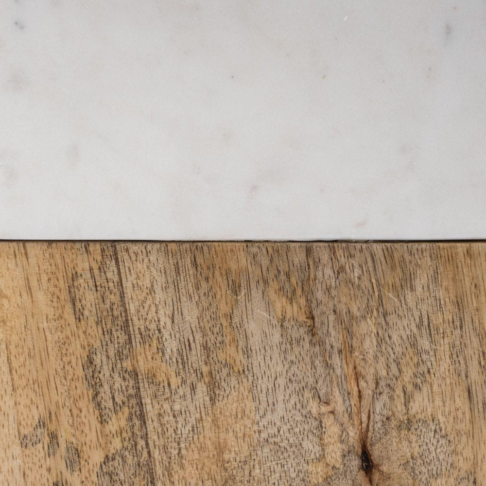 White Marble And Natural Wood Block Table Or Desk Lamp — view 3