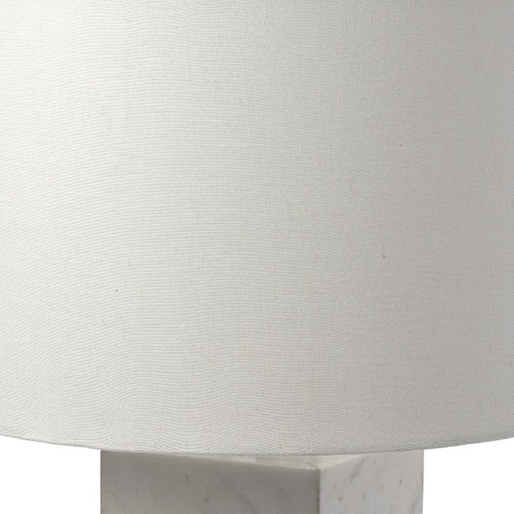 White Marble And Natural Wood Block Table Or Desk Lamp HomeRoots