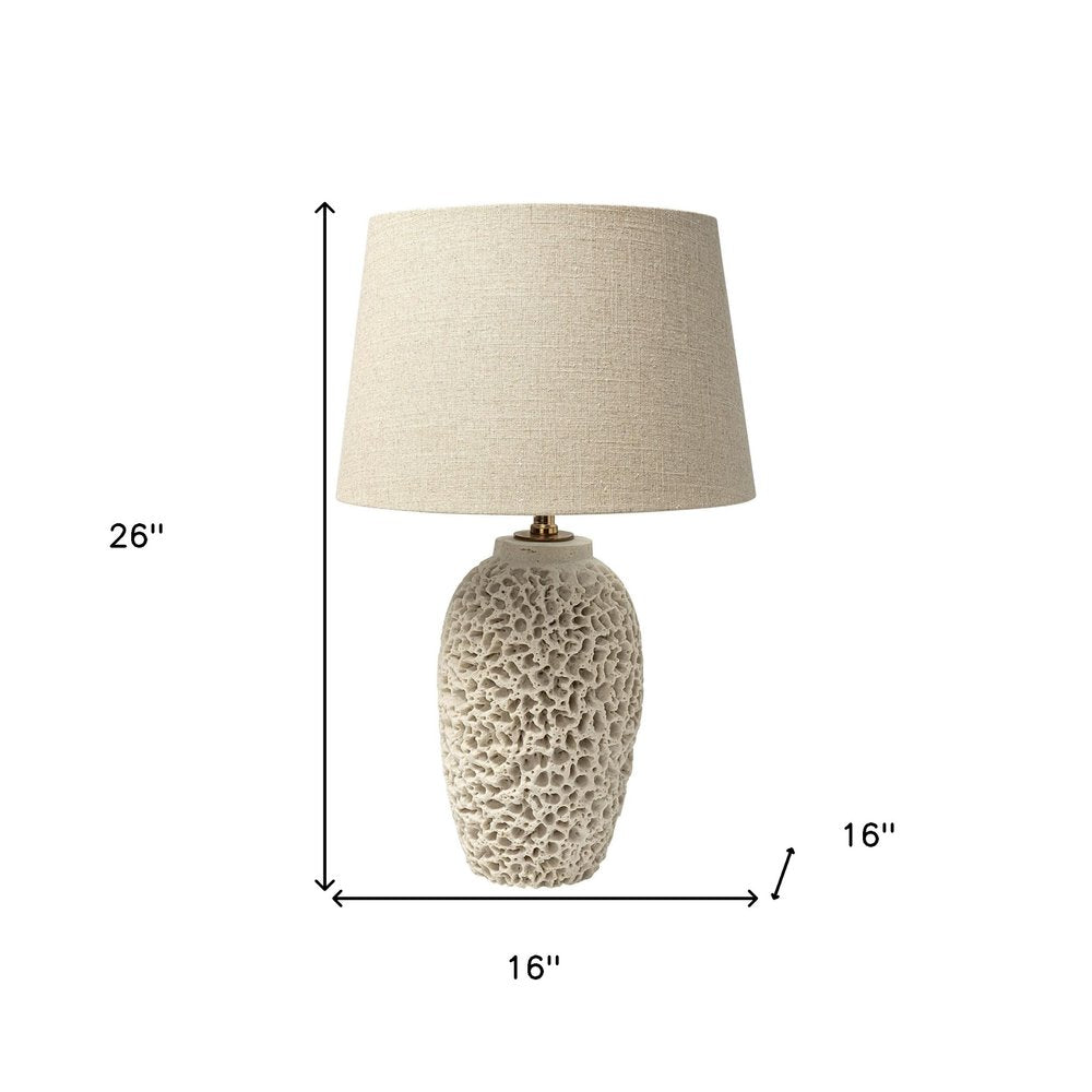 26" Beige Faux Coral Table Lamp With Empire Shade — view 6