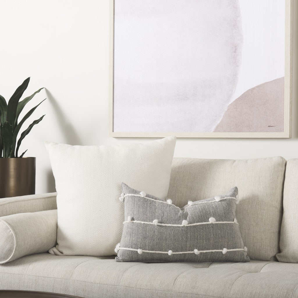 Dark Blue And Beige Lumbar Accent Pillow Cover FurniFindUSA