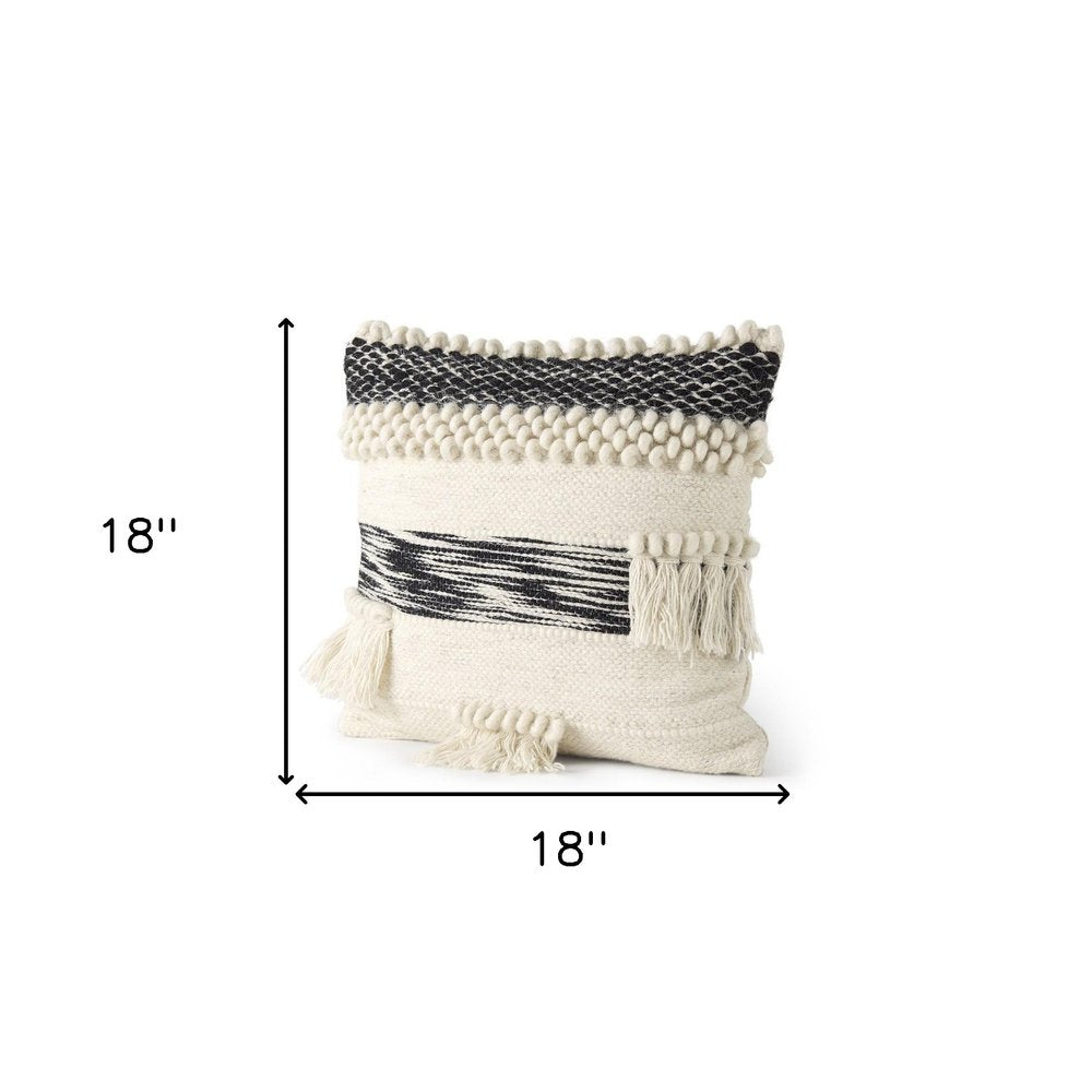 Boho Black And White Accent Pillow Cover — view 9