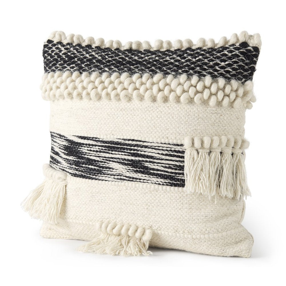 Boho Black And White Accent Pillow Cover — view 1