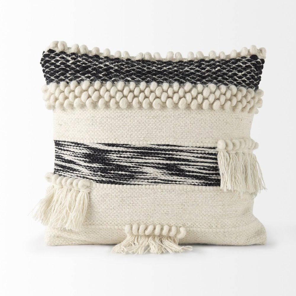Boho Black And White Accent Pillow Cover — view 2
