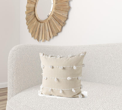 Clouds On Cream Canvas Square Pillow Cover FurniFindUSA