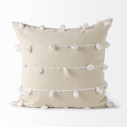 Clouds On Cream Canvas Square Pillow Cover FurniFindUSA